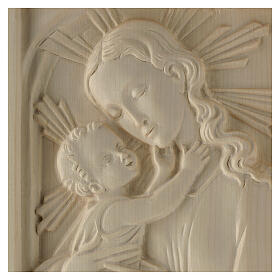 Tableau en relief Vierge et Enfant bois ciré Val Gardena