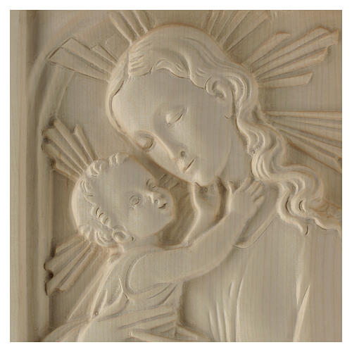 Tableau en relief Vierge et Enfant bois ciré Val Gardena 2