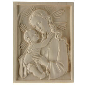 Rilievo Madonna con bambino legno Valgardena naturale cerato