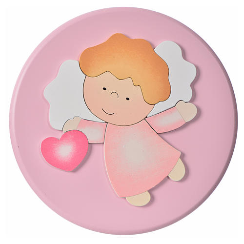 Round panel, angel with heart 1