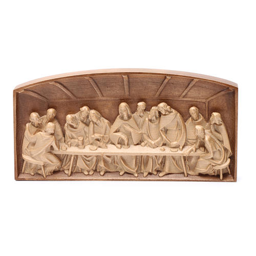 Bas-relief, Last Supper in multi-patinated Valgardena wood 5