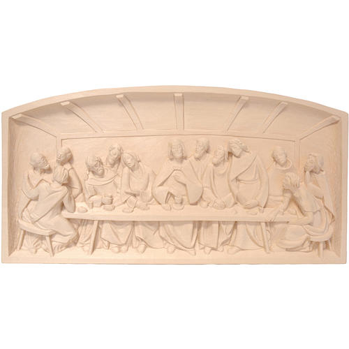 Bas-relief, Last Supper 12x23 in natural wax Valgardena wood 1