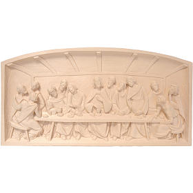 Bas-relief, Last Supper 12x23 in natural wax Valgardena wood