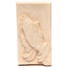 Płaskorzeźba Dłonie Złożone drewno Valgardena naturalne woskowane