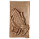 Bas-relief with joined hands patinated Valgardena wood s1