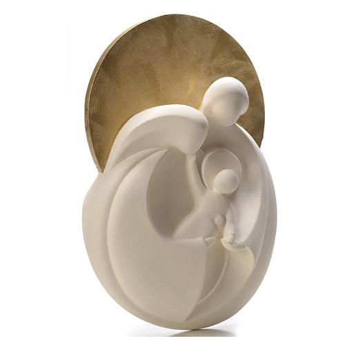 Holy Family with gold halo, fire clay 3