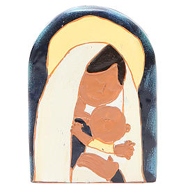 STOCK Bassorilievo Madonna con Bambino resina colorata