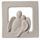 Bas-relief Ange gardien grès porcelainé ivoire 16x16 cm s1