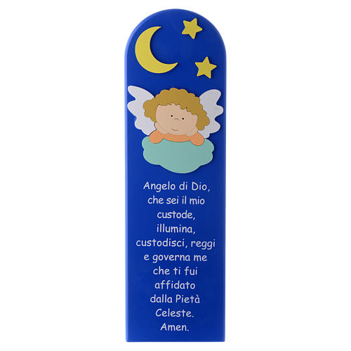 Angel of God shovel with angel and stars in blue wood 45x15 cm 1