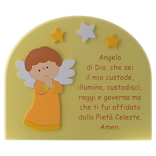 Angel of God shovel with yellow wooden dome and orange Angel 15x20 cm 1