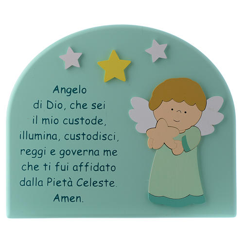 Angel of God shovel with aqua green wooden dome and Angel 15x20 cm 1