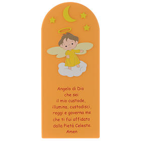 Angel of God shovel on coloured orange wood 30x10 cm s1