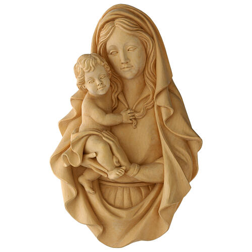 Płaskorzeźba Madonna Raffaello drewno Valgardena naturalne 1