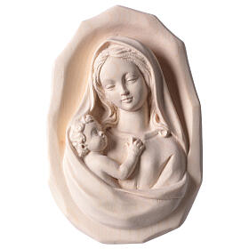 Flachrelief der Madonna mit dem Jesuskind aus natűrlichem Grődnertal-Holz