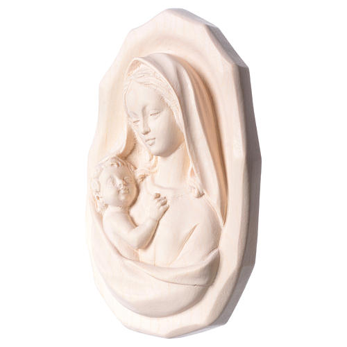 Bassorilievo Madonna con bambino legno Valgardena naturale 3