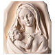Our Lady with Baby Jesus bas relief in natural wood of Valgardena s2