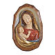 Bas-relief Vierge à l'Enfant bois Val Gardena or massif vieilli s1