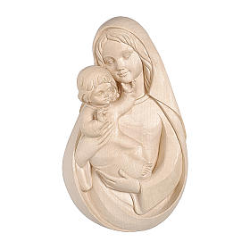 Our Lady classic bas relief in natural wood of Valgardena