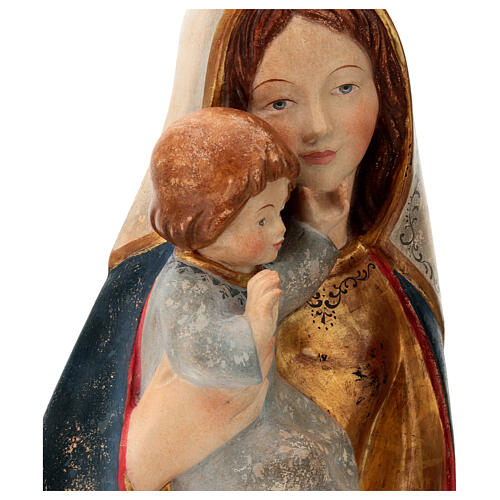 Flachrelief der klassischen Madonna aus Grődnertal-Holz mit antikem Feingold, 40 cm 6