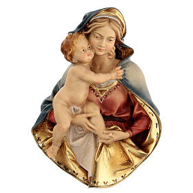 Relief Sainte Vierge buste à suspendre bois peint Val Gardena