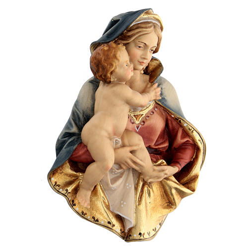 Rilievo Madonna busto da appendere legno dipinto Val Gardena 3