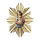 Relief Sainte Vierge buste à suspendre avec auréole à rayons bois peint Val Gardena s1