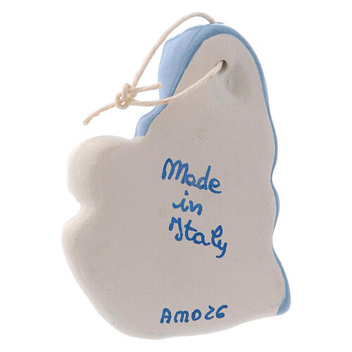 Virgin with Child ceramic icon, white and blue, 5x5x1 cm 3