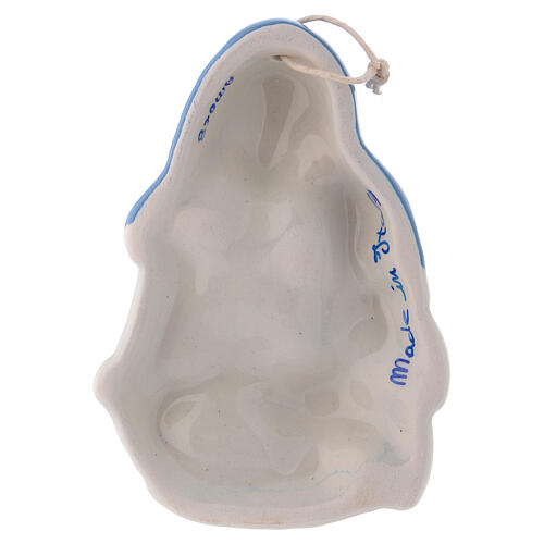 Kleine Ikone der Madonna mit dem Jesuskind in ihren Armen aus weißer Keramik von Deruta, 10 x 5 x 2 cm 2