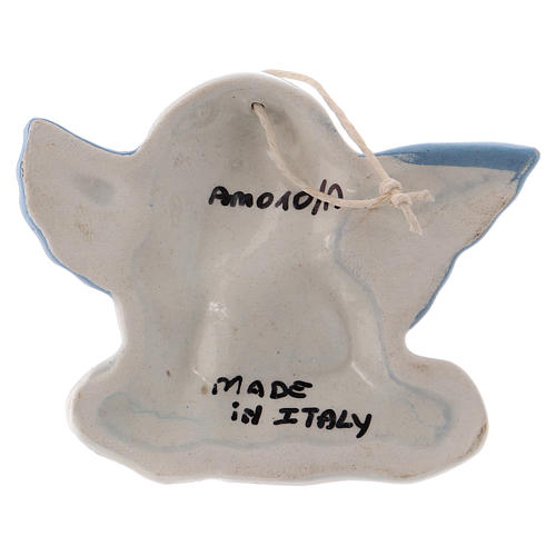 Icona Madonnina in ceramica Deruta bianca particolari blu 10x10x5 cm 9