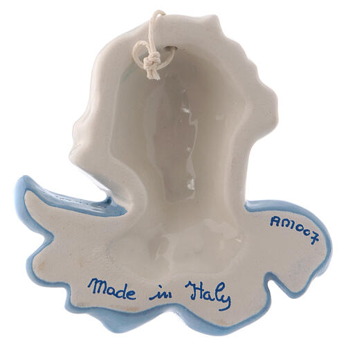 Our Lady icon of white Deruta ceramic with blue details 4x3x1 in 12