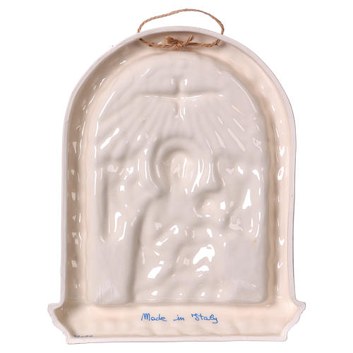 Painted ceramic bas-relief made in Deruta with Virgin Mary and Baby Jesus 30x25 4