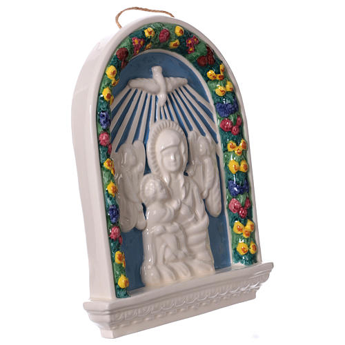 Bajorrelieve cerámica Virgen niño en brazos 30x25 Deruta 3
