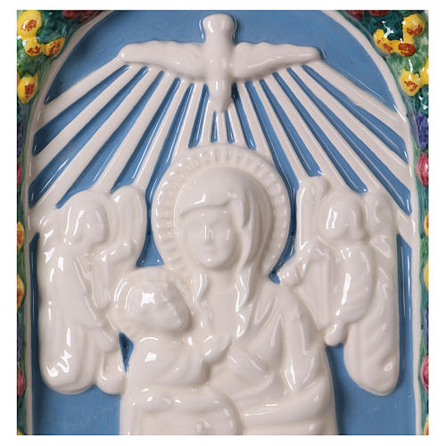 Bas-relief céramique Vierge Enfant Jésus à bras 30x25 cm Deruta 2