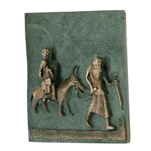 Fliese San Zeno Verona aus Bronze mit Flucht nach Ägypten mit Haken. 2