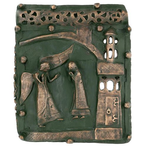 Bronze-Kachel von San Zeno aus Verona mit Darstellung der Verkűndigung, 50 cm 1