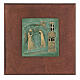 Tile plaque San Zeno Verona Annunciation bronze antiqued wood s1