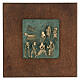 Nativity Scene with shepherds and Wise Men, bronze tile of San Zeno of Verona on antique finish wood s1