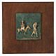 Flight from Egypt, bronze tile of San Zeno of Verona on antique finish wood s1