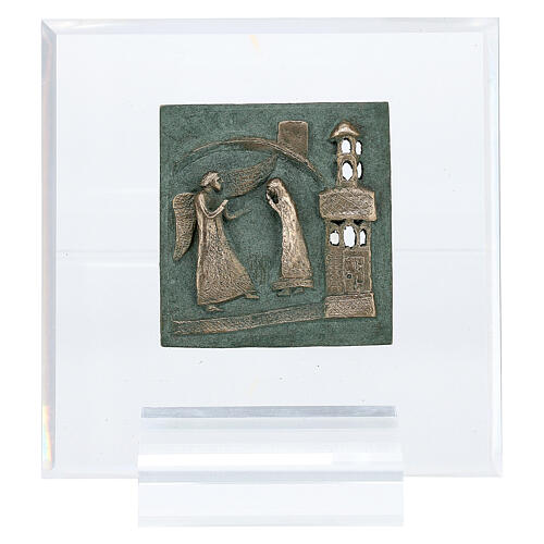 Annonciation bronze tile of San Zeno of Verona on plexiglass 1