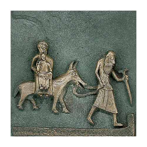Flight from Egypt, bronze tile of San Zeno of Verona on plexiglass 2