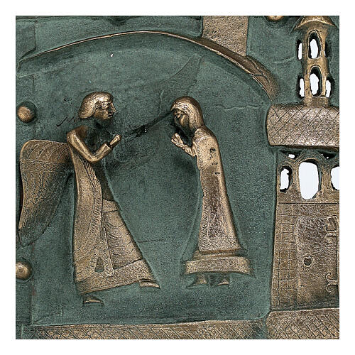 Bronze tile of the Annonciation on plexiglass, San Zeno of Verona, 15 cm 2