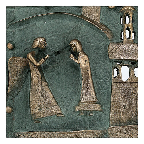 Baldosa San Zeno Verona Anunciación bronce plexiglás 15 cm 2