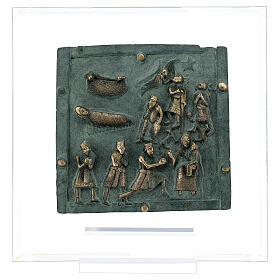 Baldosa San Zeno Verona Natividad Pastores Magos bronce plexiglás 15 cm