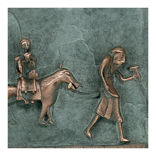 Bronze tile of the Flight from Egypt on plexiglass, San Zeno of Verona, 15 cm 2