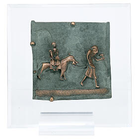 Formella San Zeno Verona Fuga Egitto bronzo plex 15 cm