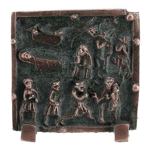 Kachel von San Zeno aus Verona mit Christi Geburt, Hirten und den Heiligen Drei Kőnigen aus Legierung mit kleinen Fűßen 1
