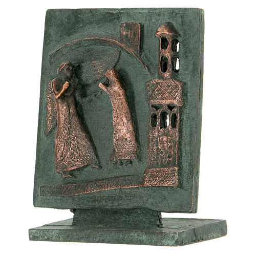 Kachel von San Zeno aus Verona mit Darstellung der Verkűndigung aus Legierung mit Metallsockel 2