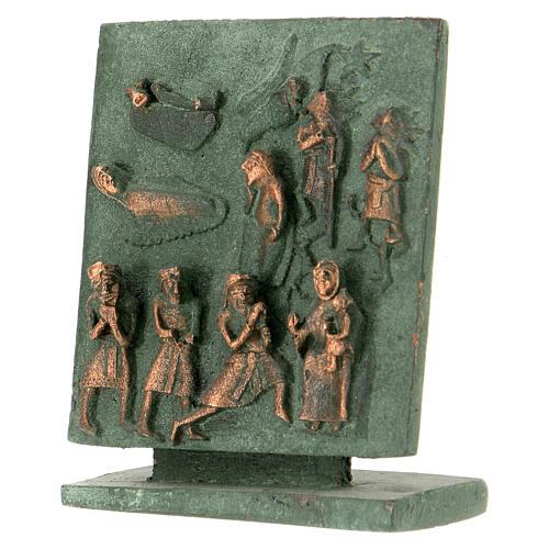 Kachel von San Zeno aus Verona mit Christi Geburt, Hirten und den Heiligen Drei Kőnigen aus Legierung mit Metallsockel 2