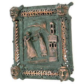 Alloy tile of the Annonciation with hook, San Zeno of Verona, 11 cm