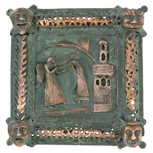 Alloy tile of the Annonciation with hook, San Zeno of Verona, 11 cm 1